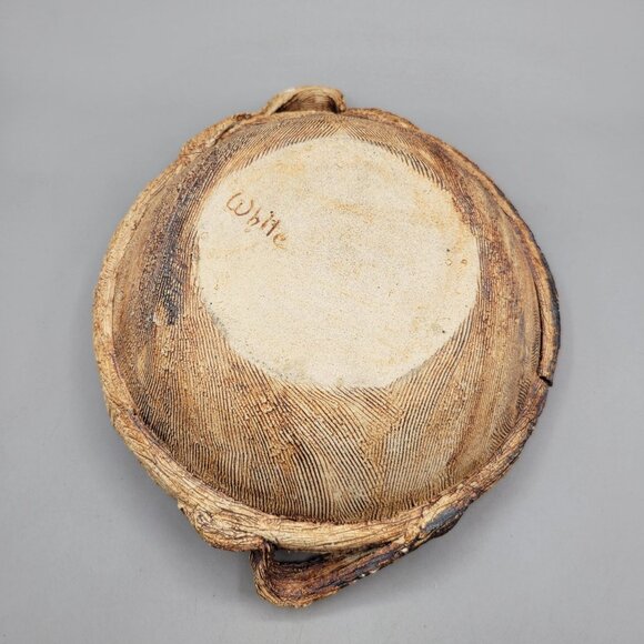 Handcrafted Ceramic Serving Bowl With Rustic Handles - Picture 9 of 10